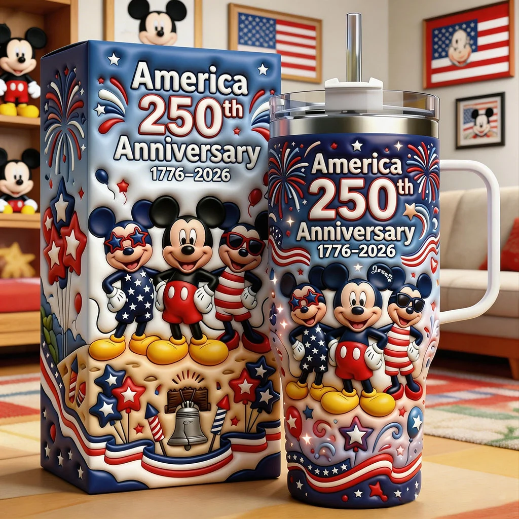 Cartoon Mouse USA 250th Anniversary - Mouse Tumbler With Handle